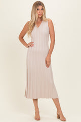 Sand Knit Collared Sleeveless Maternity Maxi Dress