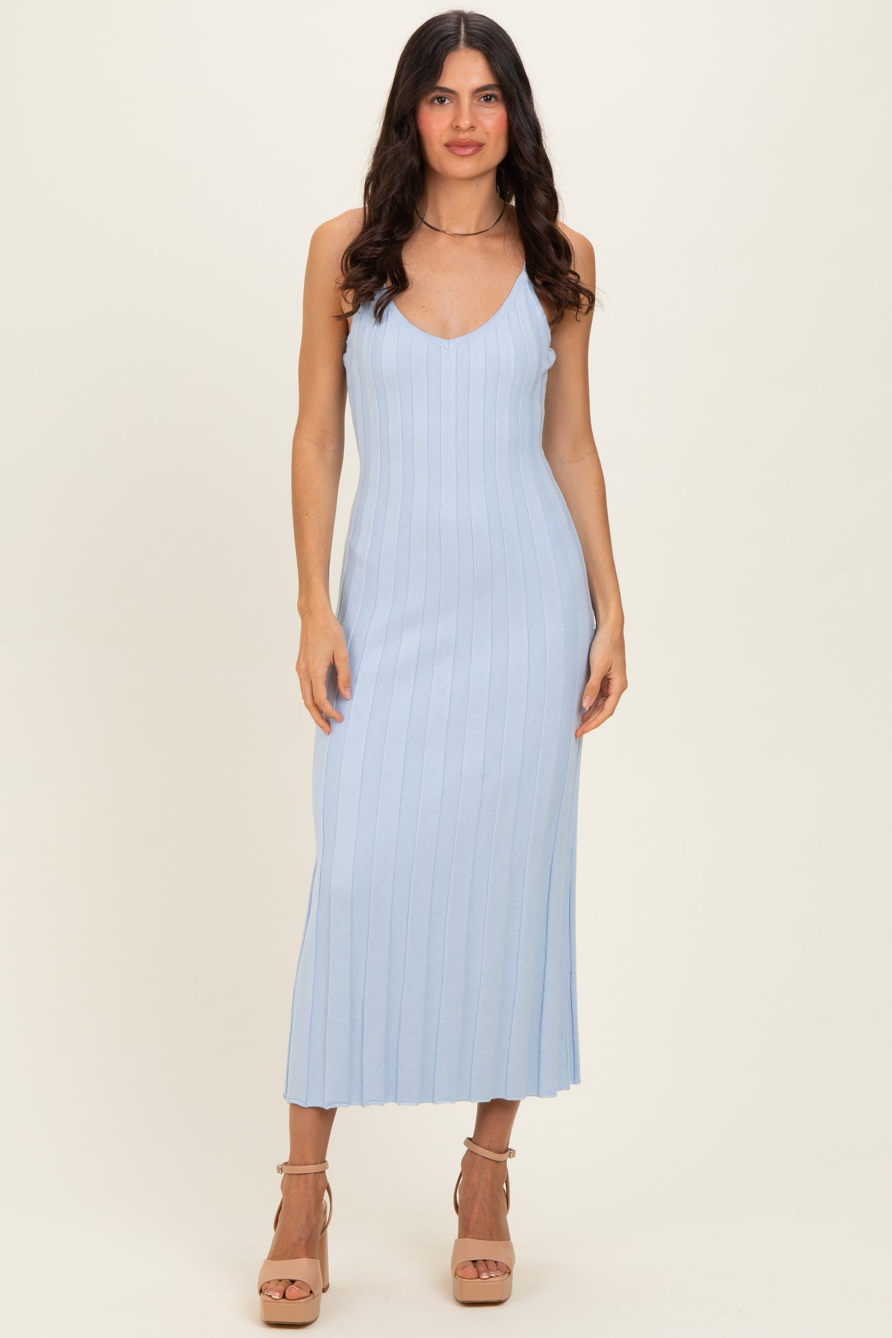 Sky Rib Knit Sleeveless Maternity Maxi Dress