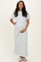 Sage Striped Side Slit Maternity Maxi Dress
