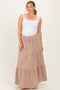 Taupe Gingham Tiered Maternity Maxi Skirt