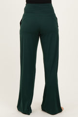 Forest Green Crossover Waist Active Wide Leg Pant