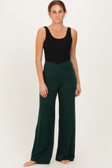 Forest Green Crossover Waist Active Wide Leg Pant