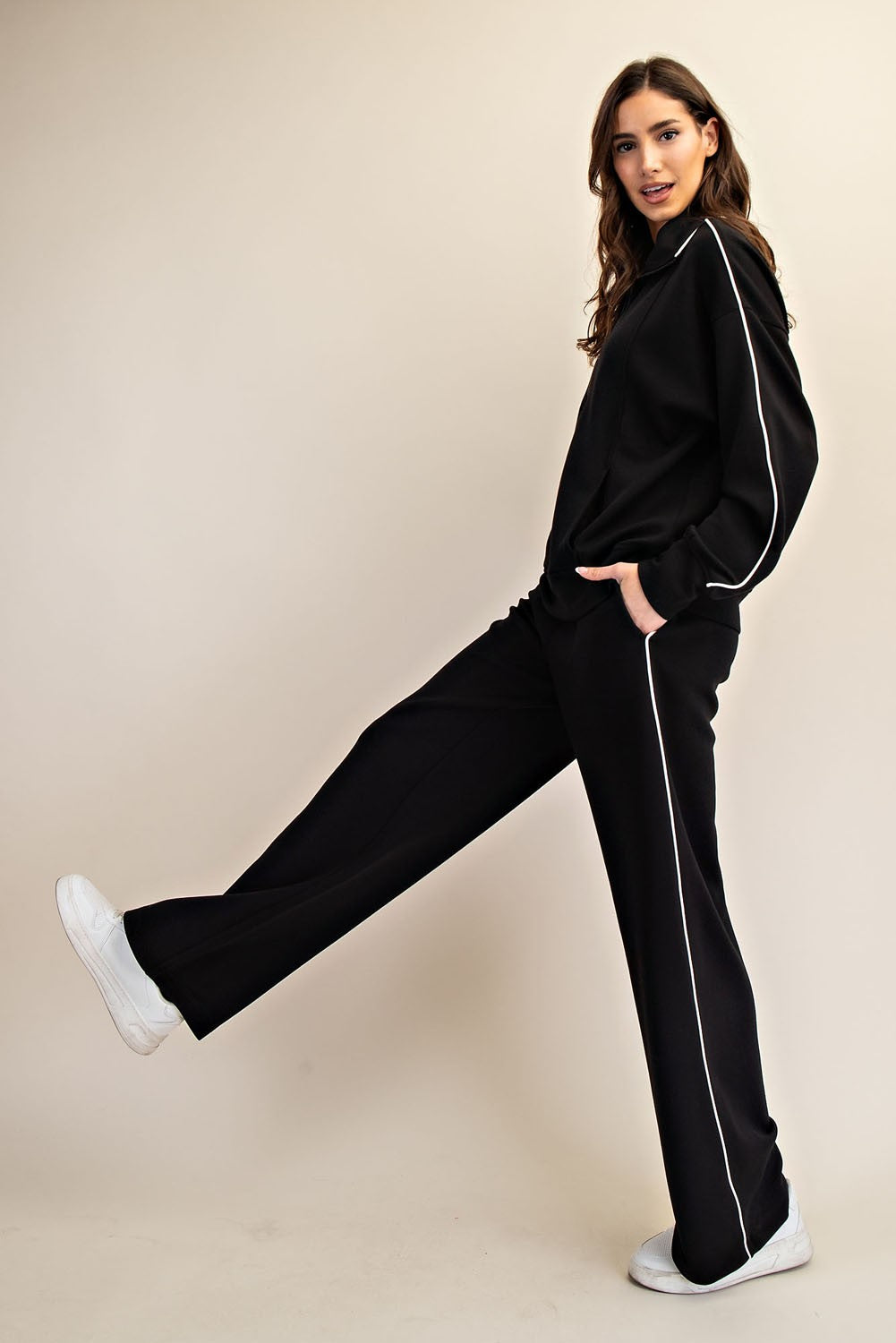 Black Stripe Detail Lounge Pants