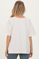Ivory Oversized Reversible V-Neck Maternity Tee