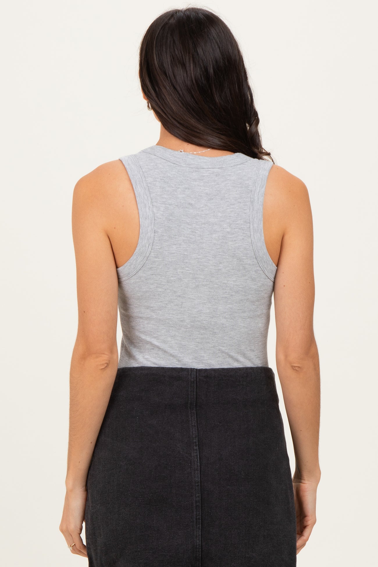 Heather Grey Ribbed Scoop Neck Tank Top