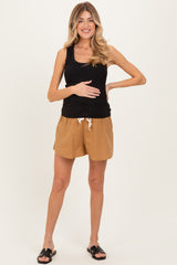 Black Ribbed Scoop Neck Maternity Tank Top