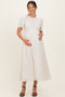 Cream Smocked Embroidered Maternity Midi Dress