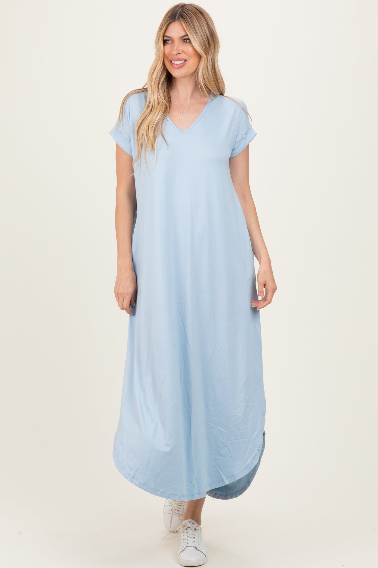 Jade Blue Side Slit Maxi Dress