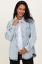 Light Indigo Oversized Denim Maternity Shirt Jacket