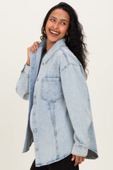 Light Indigo Oversized Denim Maternity Shirt Jacket
