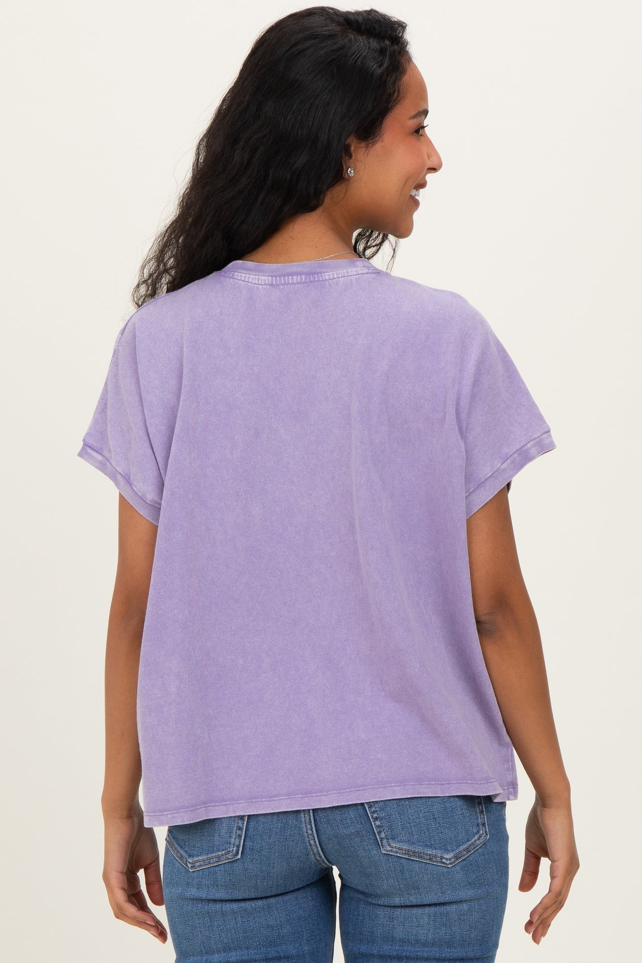 Dusty Purple Mineral Wash Boxy Fit Maternity T-Shirt