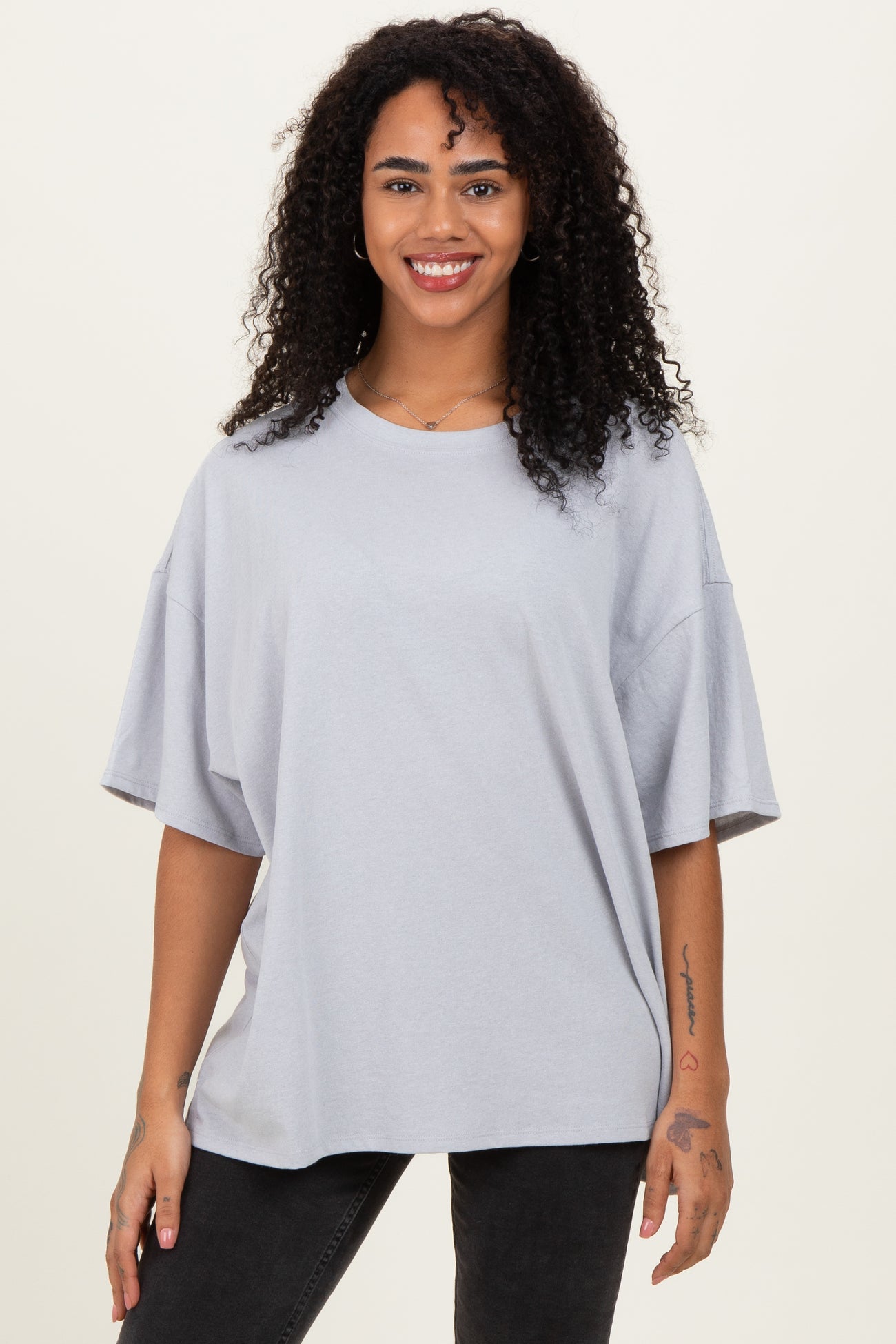Heather Grey Cotton Oversized Maternity Tee
