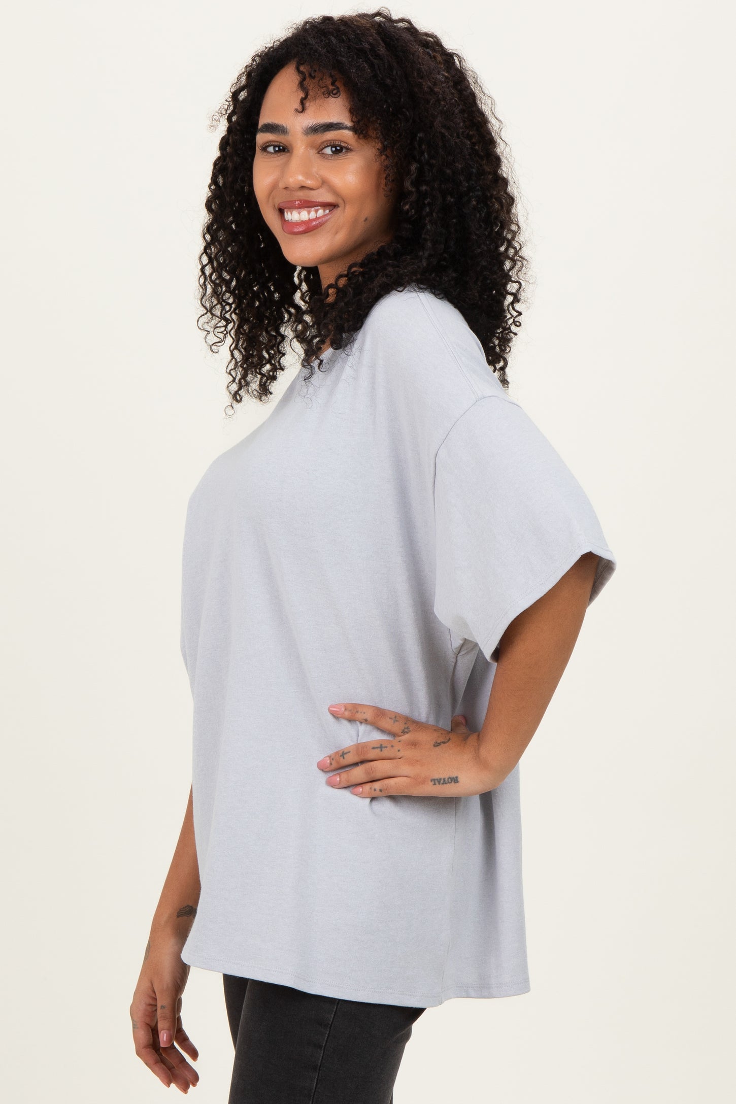 Heather Grey Cotton Oversized Tee