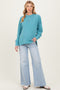Dusty Teal Brushed Ribbed Knit Maternity Pullover