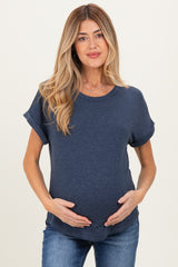 Navy French Terry Maternity Top