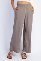 Taupe Ankle Wide Leg Maternity Pants