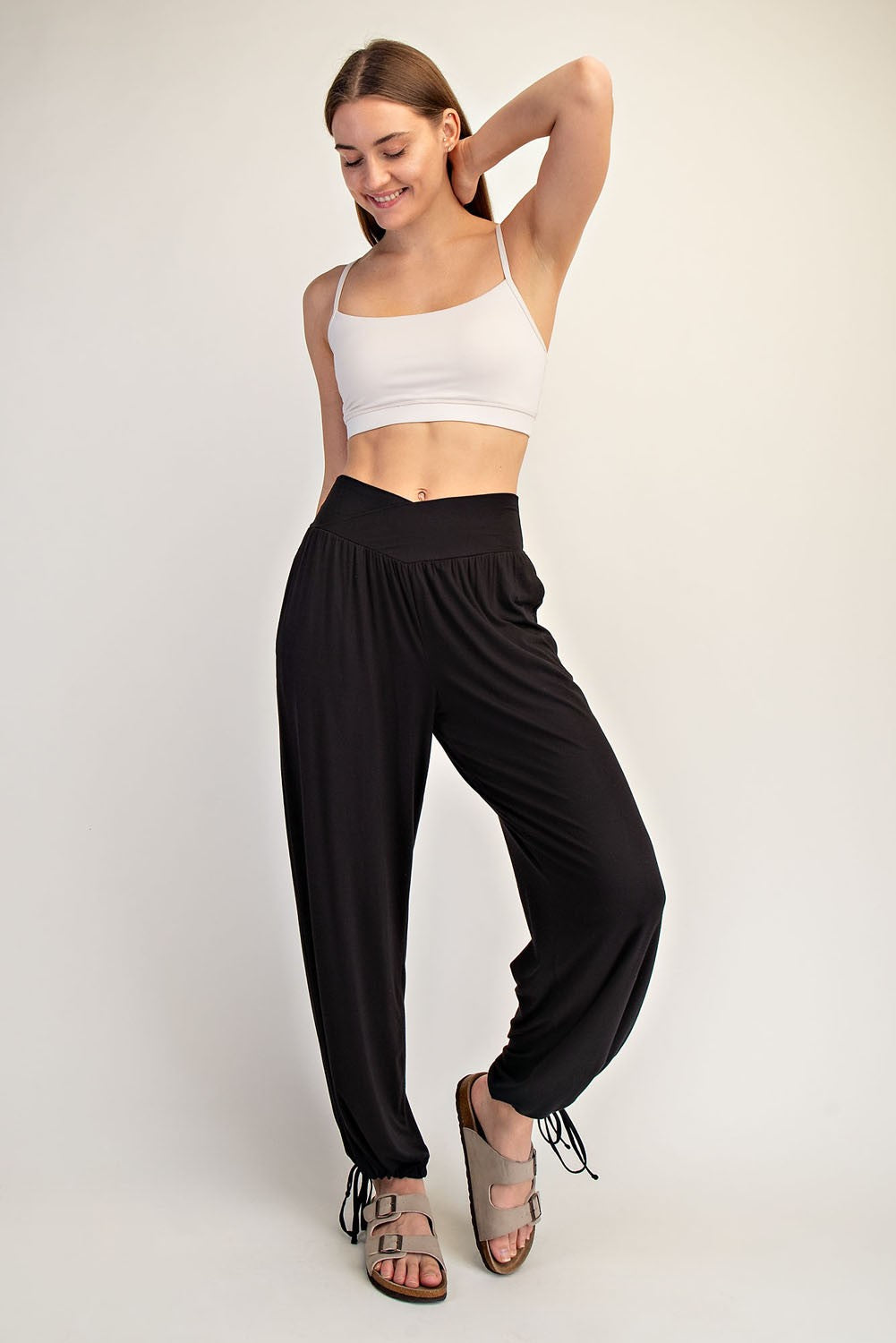 Black Crossover Waist Maternity Pants