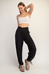 Black Crossover Waist Maternity Pants