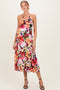 Black Floral Crisscross Back Maternity Midi Dress
