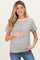 Beige/Black Short Sleeve Round Neck Stripe Maternity Tee