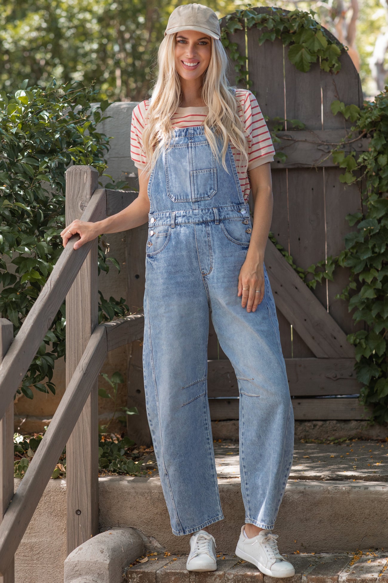 Light Wash Denim Barrel Maternity Overalls