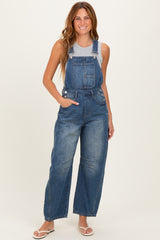 Dark Wash Denim Barrel Maternity Overalls