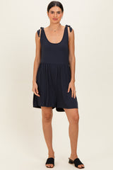Navy Knot Strap Maternity Romper