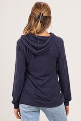 Navy Double Layer Long Sleeve Maternity Nursing Hoodie