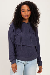 Navy Double Layer Long Sleeve Maternity Nursing Hoodie