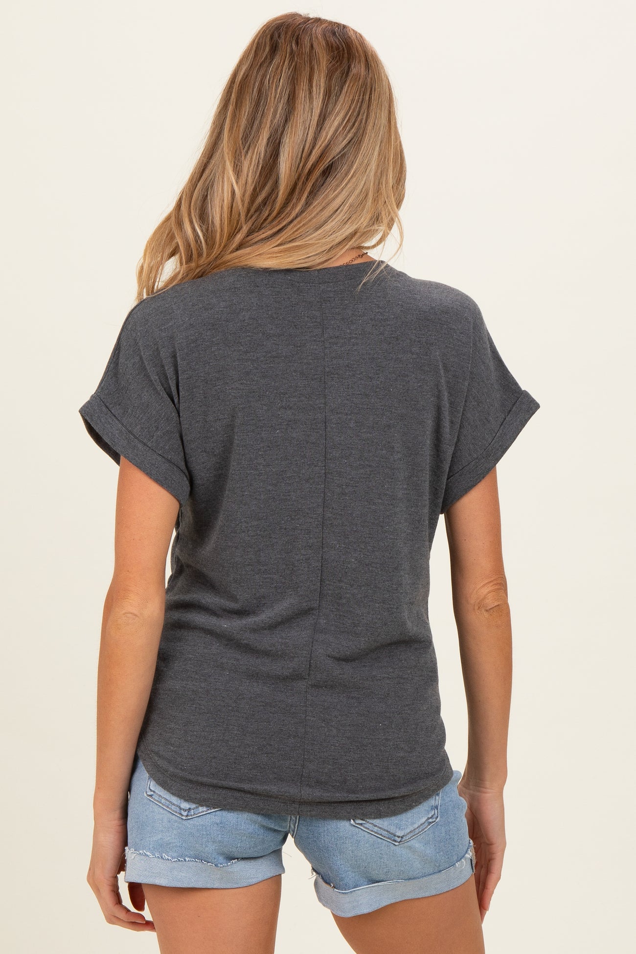 Charcoal Terry Knit Basic Maternity Top