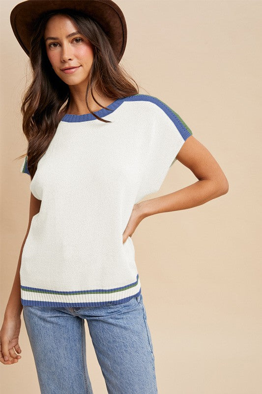 Ivory Colorblock Dolman Maternity Sweater Top