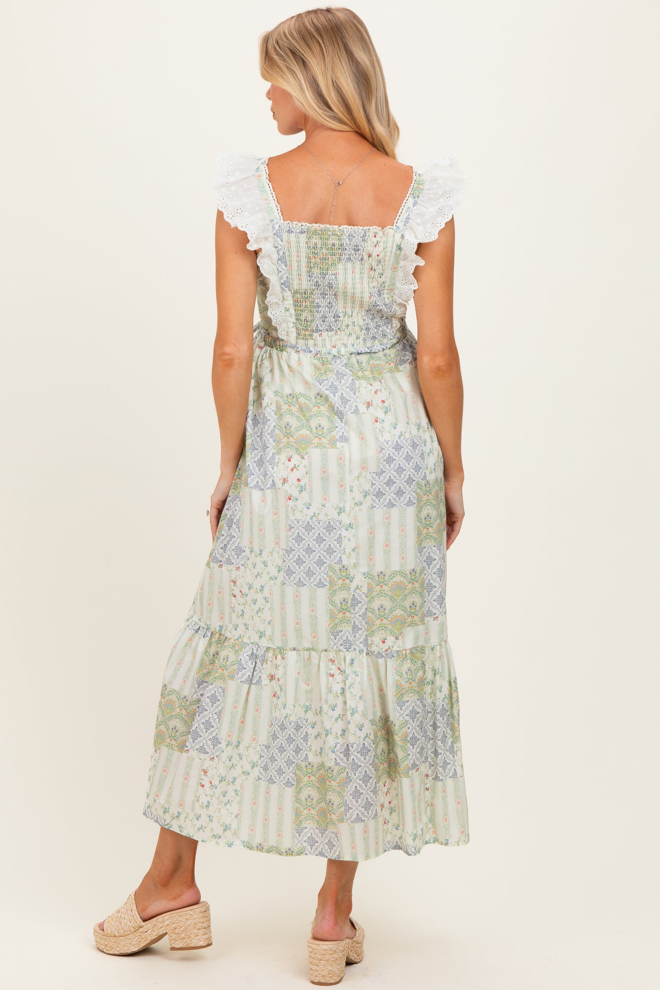 Multicolor Patchwork Print Maternity Apron Dress