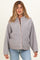 Grey Floral Trim Fleece Snap Button Maternity Jacket
