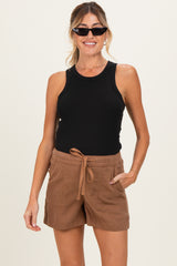 Brown Pull On Maternity Short