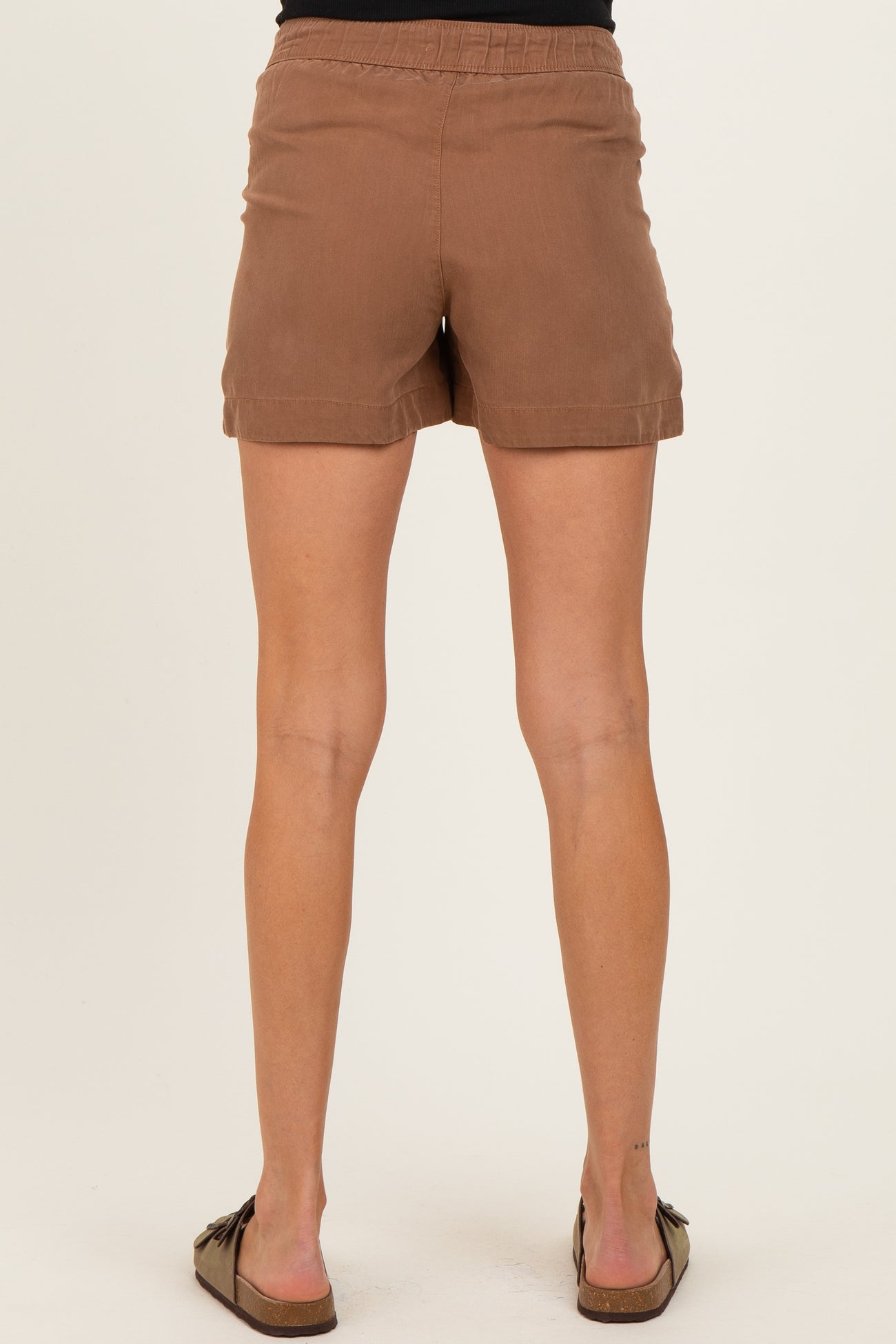 Brown Pull On Maternity Short