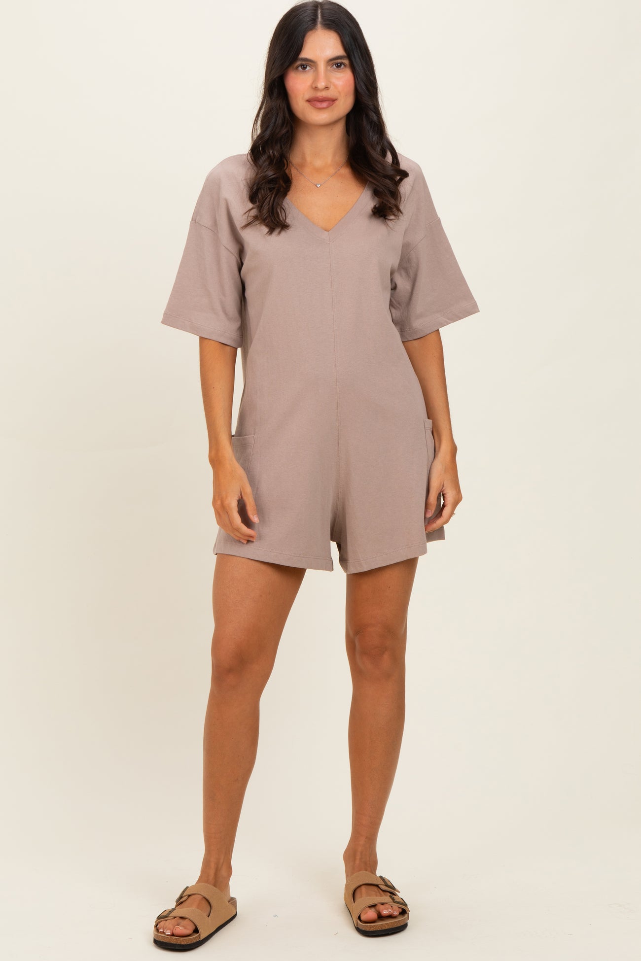 Mocha Scoop Neck Romper