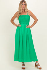 Peridot Textured Smocked Maternity Maxi Dress