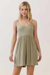 Sage Ribbed Knit Babydoll Maternity Romper