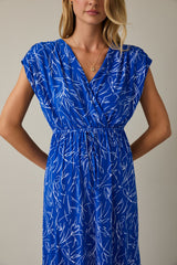 Royal Blue Printed Wrap Maxi Dress
