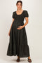 Dark Olive Gingham Smocked Tiered Maternity Maxi Dress