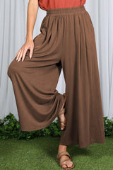 Brown Cropped Wide Leg Maternity Pants