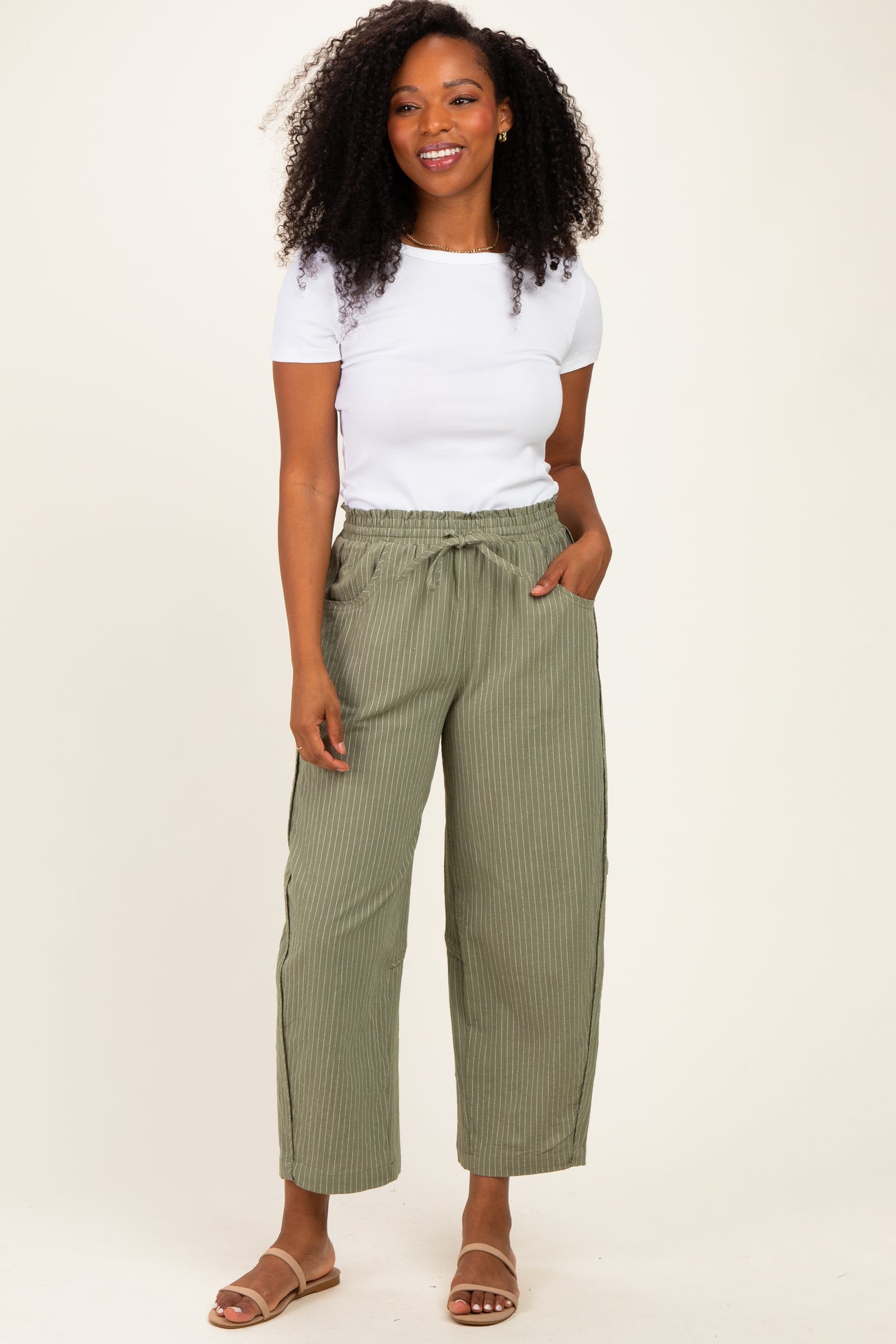 Sage Textured Maternity Pants