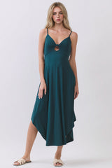 Hunter Green Solid V-Neck Cami Maternity Dress