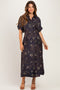 Navy Floral Smocked Waist Maternity Shirt Dress