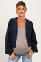 Navy Waffle Knit Balloon Sleeve Maternity Cardigan