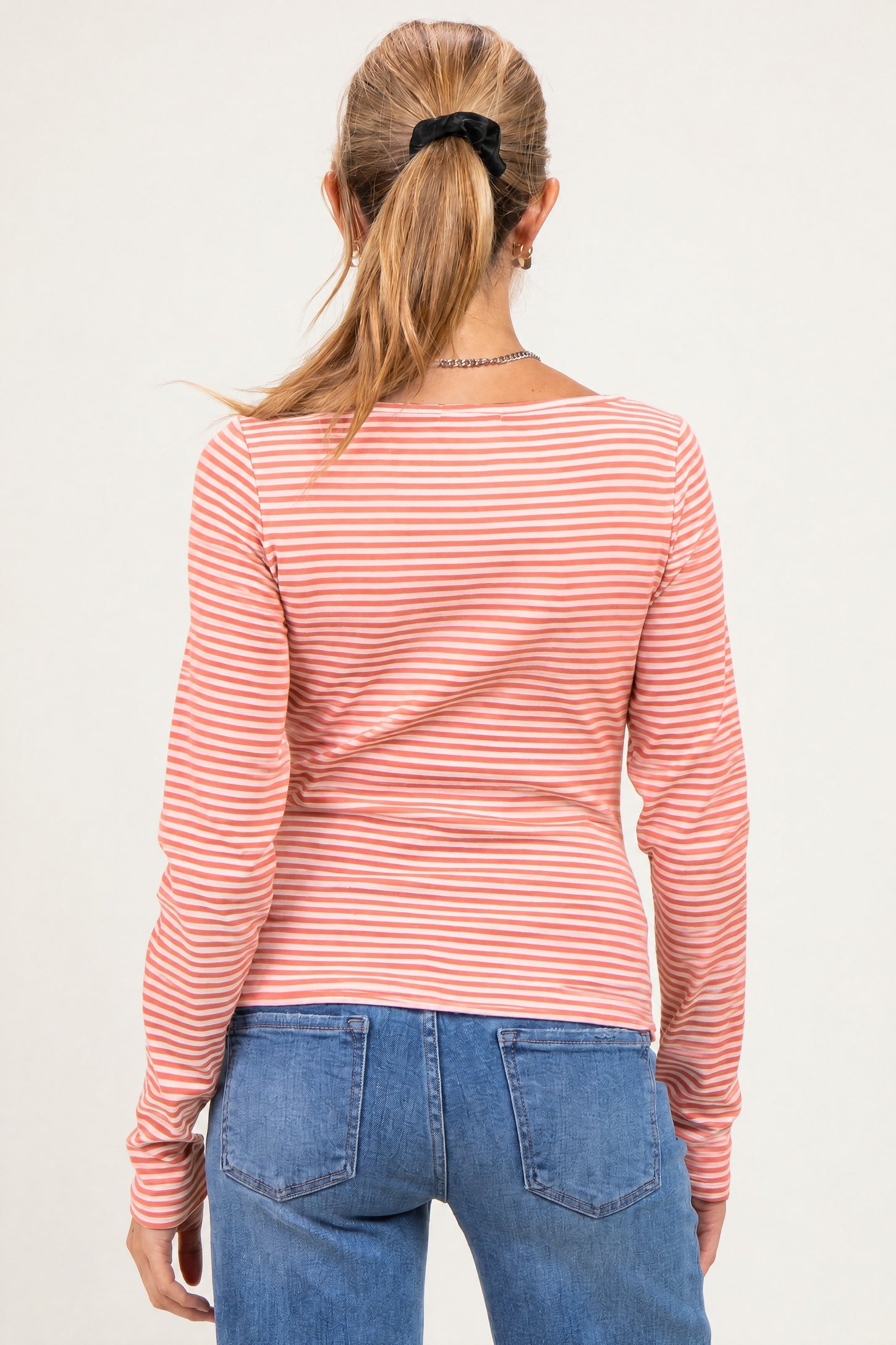 Ginger Striped Button Henley Maternity Top