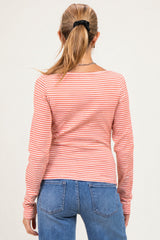 Ginger Striped Button Henley Maternity Top