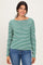Green Striped Button Henley Top