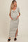 Cream/ Olive Striped Knit Short Sleeve Maternity Maxi Dress