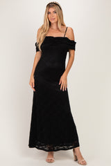 Black Lace Off Shoulder Maternity Maxi Dress